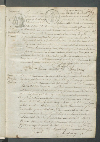 État civil : registre de naissances, mariages, décès (1818)