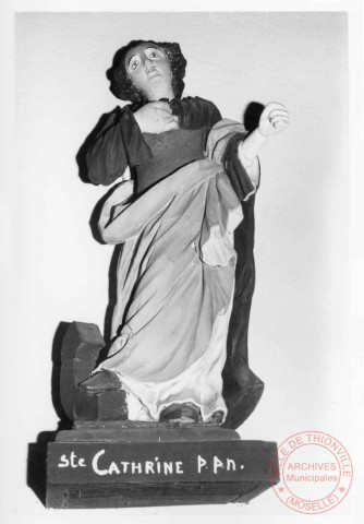 Statue en bois de Sainte Catherine (XVIIe), chapelle Sainte-Barbe, 1 route d'Usselskirch à Breistroff-la-Grande