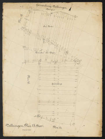 Volkringen, Flur 15, Blatt 1, Massstab 1:1000.