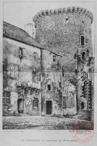 Phototypie de la cour du château de Meinsberg (Malbrouck) à Manderen de Marcellin Germain en 1894