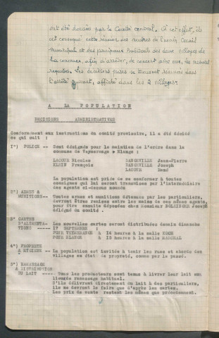 Registre de délibérations du comité provisoire (16 septembre 1944 - 10 mars 1945)