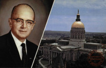 Lester G. Maddox, Goergia's 75th Governor,and Goergia's gold-domed State Capitol Building in Atlanta.