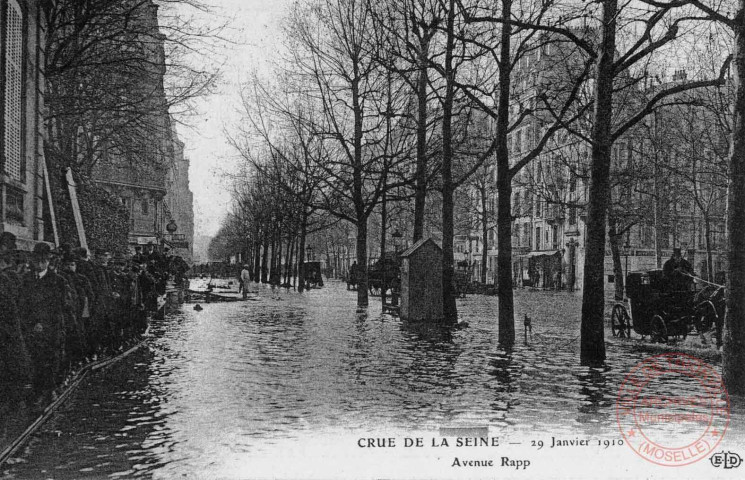 Cartes d'Autrefois (1890-1920) - Evénements et curiosités - Paris - Crue de la Seine - 29 janvier 1910 - Avenue Rapp