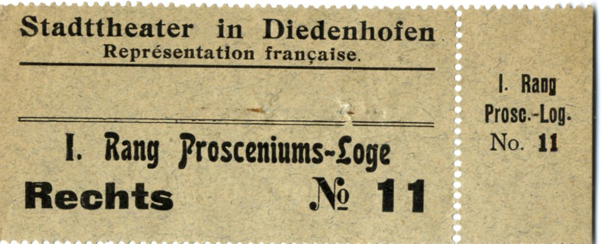Papier du Stadttheater in Diedenhofen pour une représentation française.