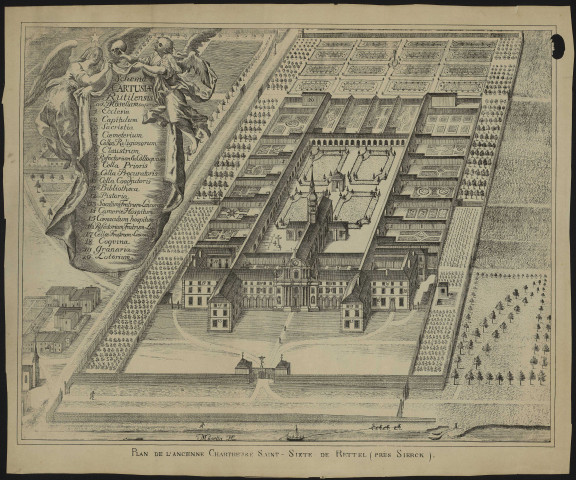 SCHEMA CARTUSIA RUTILENSIS AD MOSELLAM SUPERIOR. PLAN DE L'ANCIENNE CHAPELLE SAINT-SIXTE DE RETTEL (PRES SIERCK).