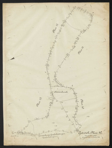 Garsch, Flur 12 Massstab 1:2000. Angefertigt im Jahre 1906.