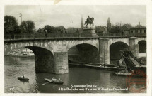 Saarbrücken. Alte Brücke mit Kaiser Wilhelm-Denkmal.