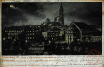 Strassburg i.E., Blick v. Kaiserplatz im Mondschein. / Strasbourg, vue prise de la place impériale au clair de lune