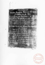 Chapelle du cimetière de Cattenom, marbre gravé d'épitaphe sur le mur droit de la nef