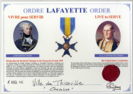 Diplôme attribué à Thionville par l'ordre Lafayette