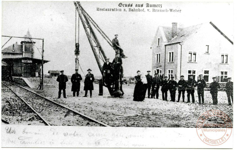 Gruss aus Aumetz - Restauration z. Bahnhof, v. Brausch-Weber