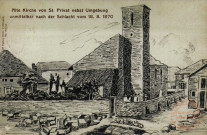 Alte Kirche von St. Privat nebst Umgebung unmittelbar nach der Schlacht vom 18.8/1870