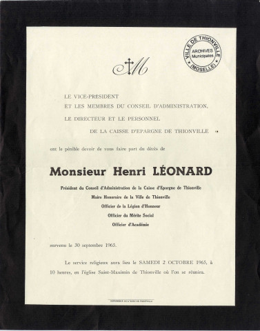 Avis mortuaire (30 septembre 1965)