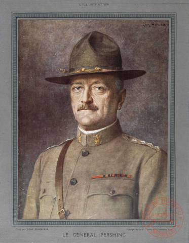 [Portrait du Général Pershing, peint par Léon Hornecker pour le journal "L'Illustration", en 1918]