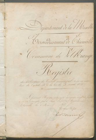 Registre de délibérations (1er mai 1861 - 21 août 1881)