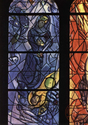 Metz. Vitraux de la Cathédrale St-Etienne. Marc Chagall, Le Sacrifice d'Abraham, 1964.