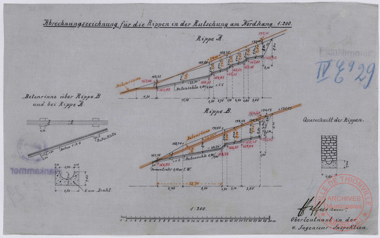 ABRECHNUNGSZEICHNUNG FÜR DIE RIPPEN IN DER RUTSCHUNG AM NORDHANG.