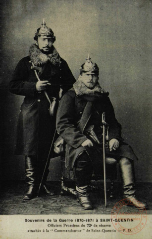 Souvenirs de la Guerre 1870-1871 à Saint-Quentin : Officiers Prussiens du 72e de réserve attachés à la 'Commandantur' de Saint-Quentin