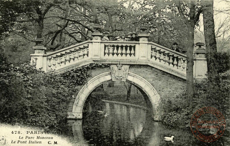 Paris. Le Parc Monceau. Le Pont Italien.