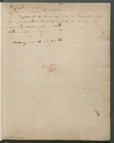 État civil : Registre d'état civil : mariages (1793-1794)