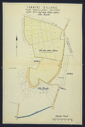 COMMUNE D'ILLANGE PLAN PARCELLAIRE SECTION 5 LIEUX-DITS : AUF DEM ALTEN SCHLOSS, ALTE KIRCHE