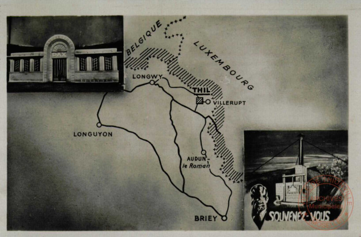 Carte géographique Thil - Son four crématoire installé par la Gestapo - Son usine souterraine