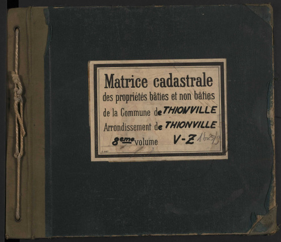 Matrice cadastrale des propriétés bâties et non bâties : liste des propriétaires [V - Z] (1904-1929)