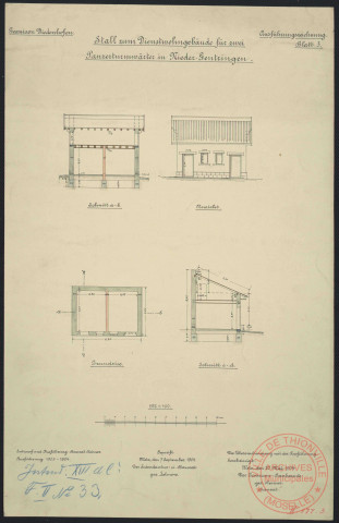 STALL ZUM DIENSTWOHNGEBÄUDE FÜR ZWEI PANZERTURMWÄRTER IN NIEDER-GENTRINGEN.