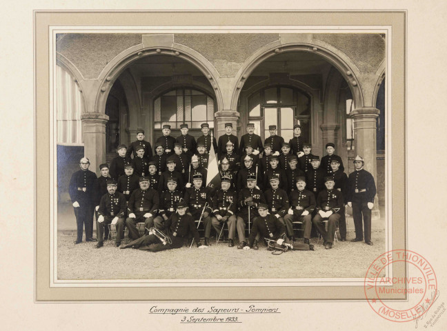 Compagnie des sapeurs-pompiers le 3 septembre 1933.