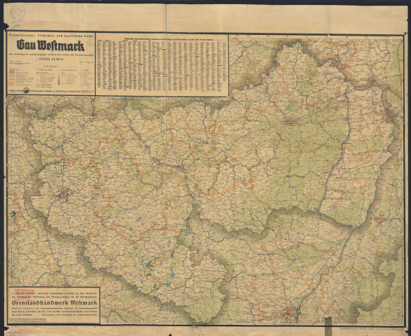 ORGANISATIONS=, VERKEHRS= UND STATISTISCHE KARTE GAU WESTMARK