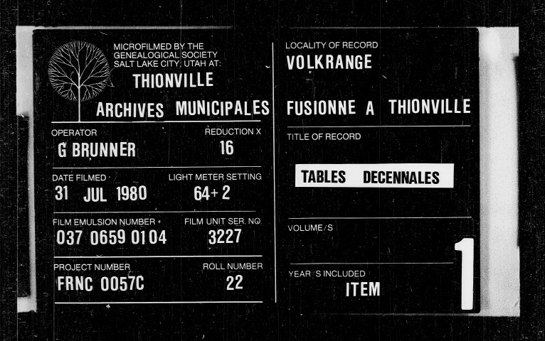 Volkrange : tables décennales (1682-1862), BMS (1682-1799), état civil (1800-1829)