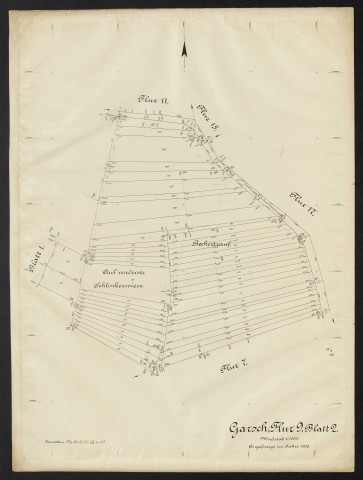 Garsch, Flur 9 Blatt 2 Massstab 1:1000. Angefertigt im Jahre 1906.