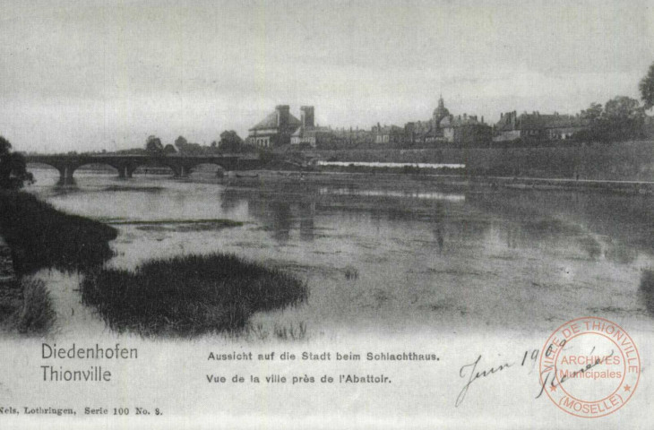 Diedenhofen - Aussicht auf die Stadt beim Schlachthaus / Thionville - Vue de la ville près de l'Abattoir - Thionville en 1902