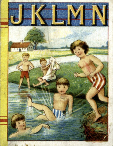 Enfants jouant dans l'eau - Lettres de l'alphabet : J, K, L, M, et N.