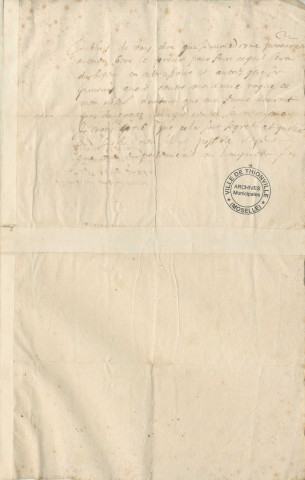 Lettre manuscrite envoyée de la ville de Luxembourg adressé "A mon cousin..." où il est fait état du siège de Thionville