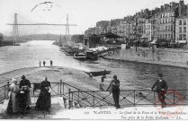 Cartes d'Autrefois (1890-1920) - Villes de province - Nantes (Loire-Atlantique) - Le Quai de la Fosse et le Pont Transbordeur - Vue prise de la Petite Hollande