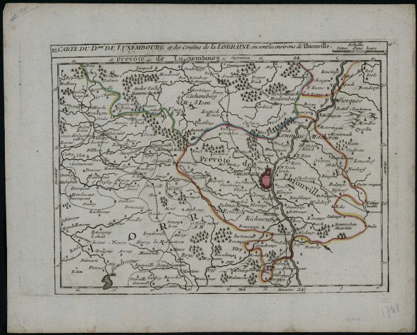 CARTE DU DUCHE DE LUXEMBOURG ET DES CONFINS DE LA LORRAINE OU SONT LES ENVIRONS DE THIONVILLE