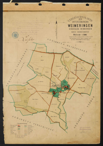Uebersichtskarte der Untergemarkung Weimeringen.
