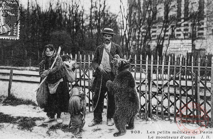 Cartes d'Autrefois (1890-1920) - Artisanat et petits métiers - Les petits métiers de Paris - Le montreur d'ours