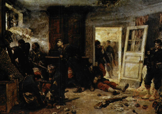 "La dernière cartouche" Bazeilles (1870). - Tableau d'Alphonse de Neuville