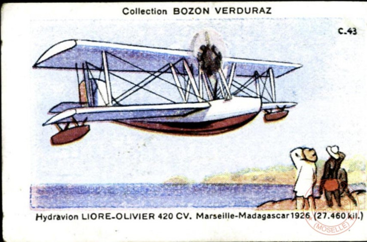 Hydravion Liore-Olivier 420 CV. Marseille-Madagascar 1926 (27.460 kil.)