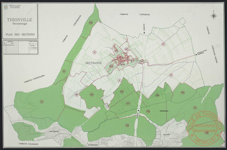 « THIONVILLE. OEUTRANGE. PLAN DES SECTIONS ».- .- Thionville : Service plan-cadastre-arpentage, 1999.-