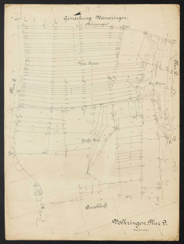 Volkringen, Flur 9 Massstab 1:1000.