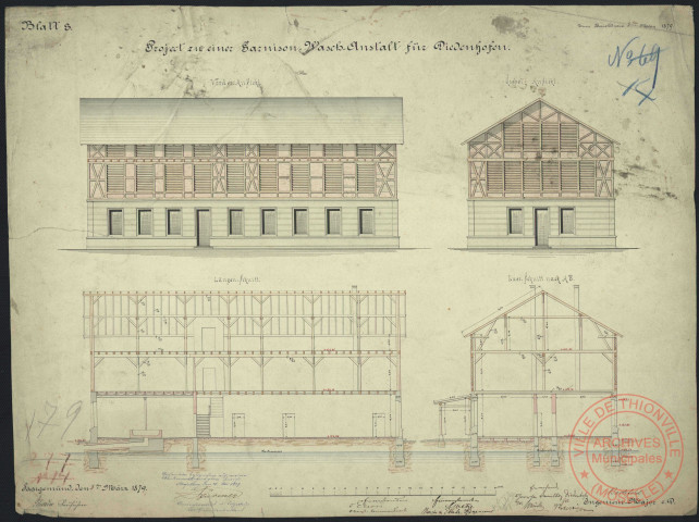 PROJECT ZU EINER GARNISON WASCH ANSTALT FÜR DIEDENHOFEN. BLATT 3.