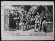 Prise de Thionville Juin 1558. Le Maire de Thionville remet les clés de la ville. Le Gouverneur Quaderebbe sous Philippe II remet son épée au duc de Guise.