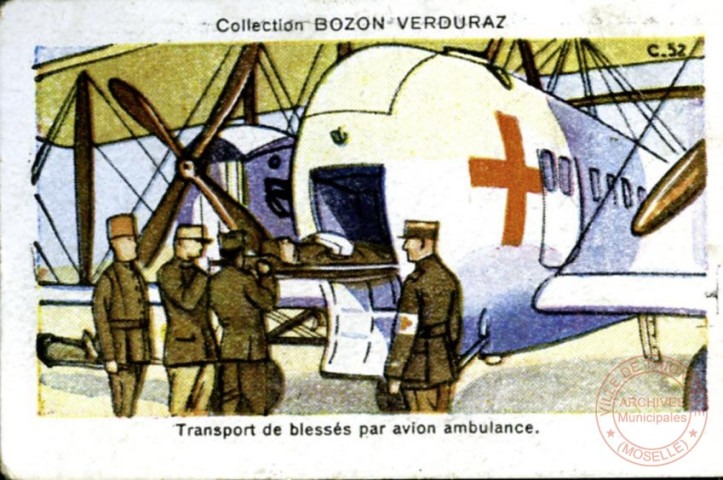 Transport de blessés par avion ambulance.