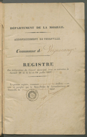 Registre de délibérations (14 janvier 1838 - 26 février 1865)