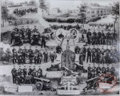 [Photomontage. Soldats du 8e régiment d'artillerie et de réserve entre 1905 et 1907]