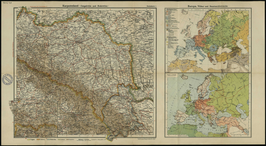 Sonderkarte 1. Karpatenland (Ostgalizen und Bukowina), Europa, Völker und StaatenübersichtSonderkarte 2. Polen und Wolynien