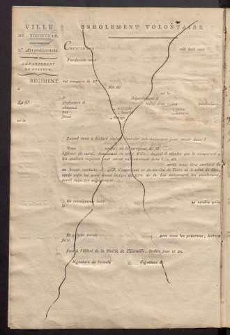 RECRUTEMENT DE L'ARMEE.- Enrôlement volontaire : registre d'actes d'engagement nominatifs et signalétiques (1814-1818)